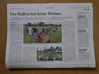 Bericht aus der Mitteldeutschen Zeitung vom 24.8.2020 über das Jugendlager 2020