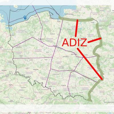 Karte mit der ADIZ an der Ostgrenze Polens