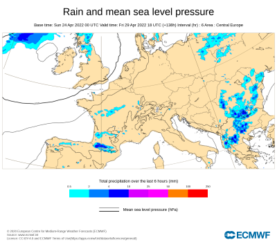 Regen Mitteleuropa Freitag 29.04.2022 1800 UTC