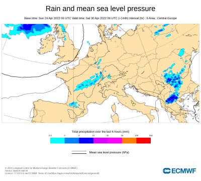 Regen Mitteleuropa Samstag 29.04.2022 0000 UTC