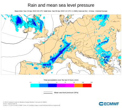 Regen Mitteleuropa Samstag 1200 UTC