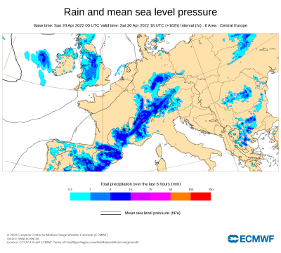 Regen Mitteleuropa Samstag 1800 UTC